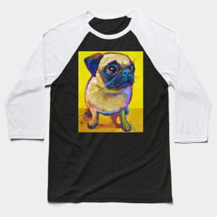 Adorable Pug Puppy on Yellow Baseball T-Shirt